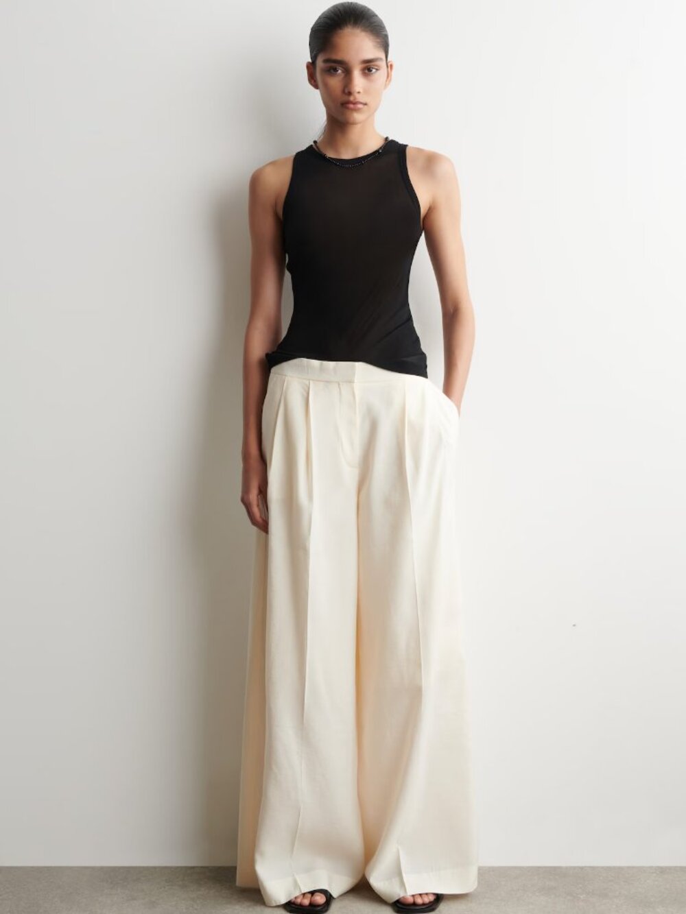 NWT COS PLEATED MODAL WIDE-LEG TROUSERS size4